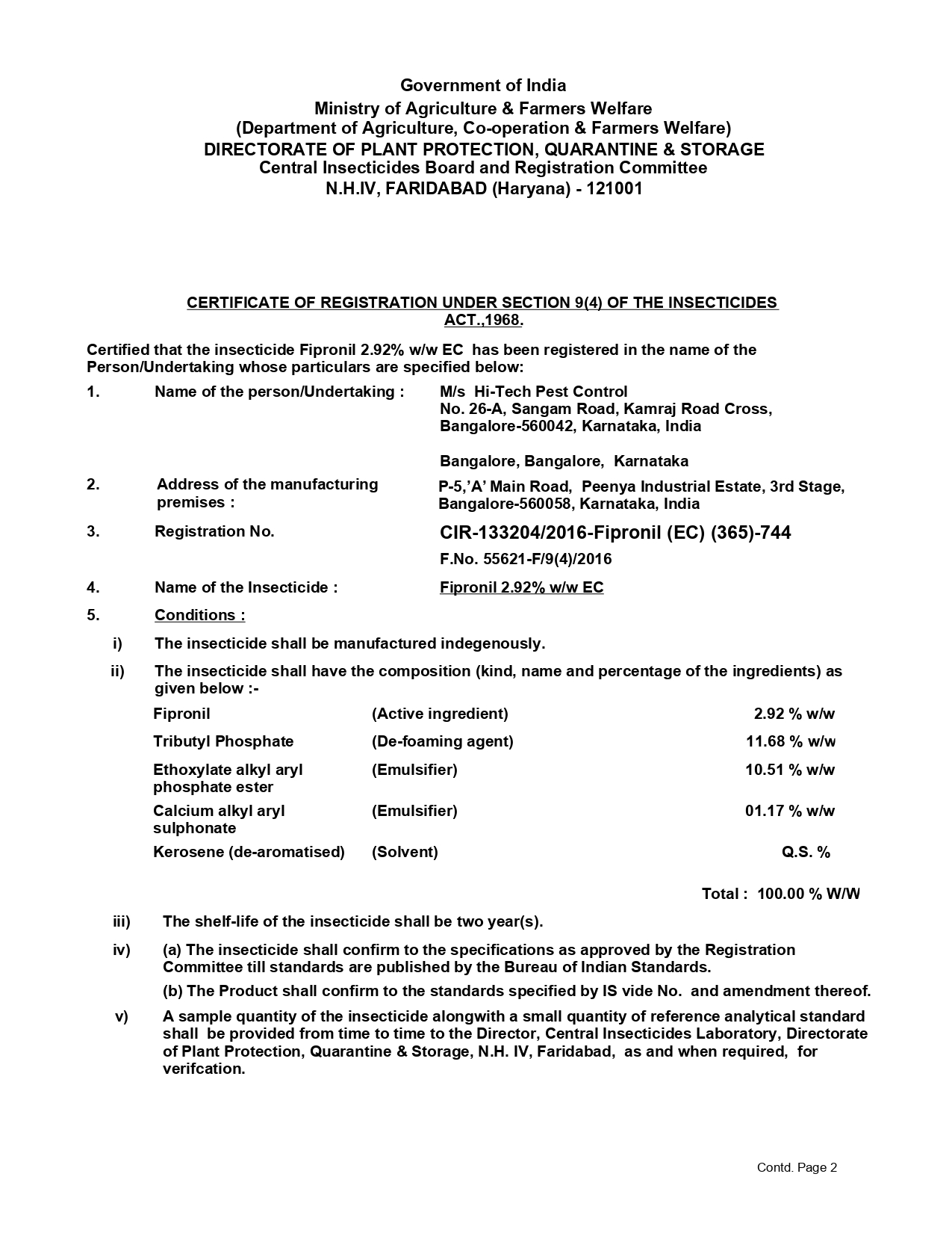 Fipronil 2.92 EC Certificate_page-0001