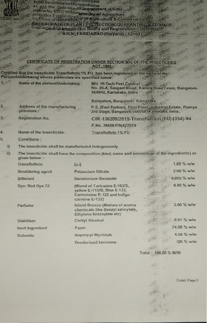 TRANSFLUTHRIN 1% FU MOSQUITO